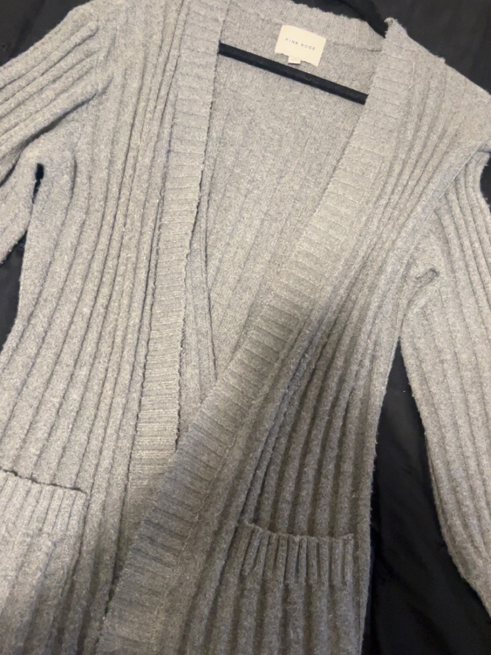 Vince Light Gray Ribbed Open-Front Cardigan